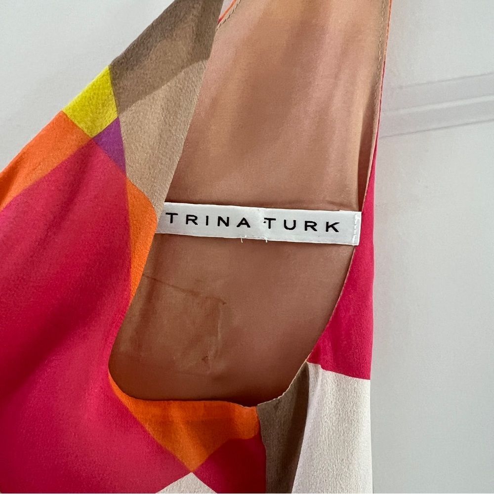 Trina Turk color block pastel tan pink orange tank camisole small - Picture 2 of 5